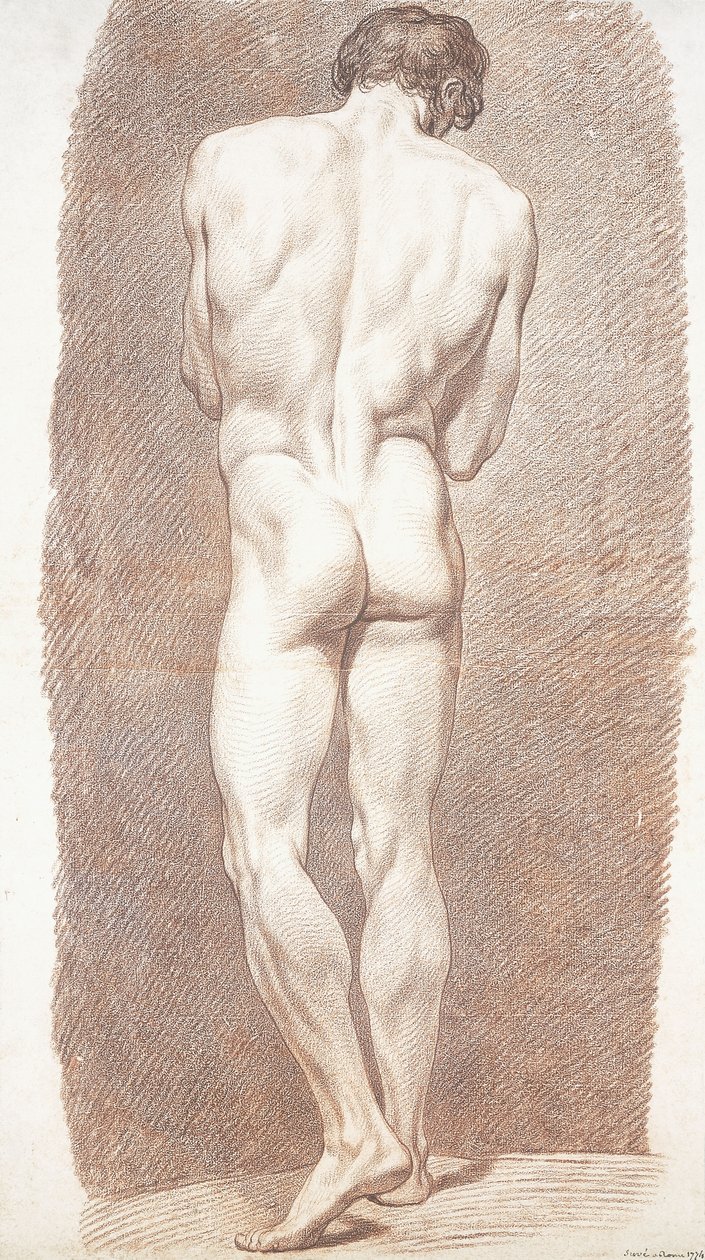 Çıplak Erkek Çalışması, Arkadan Görünüş, 1774 by Joseph Benoît Suvée