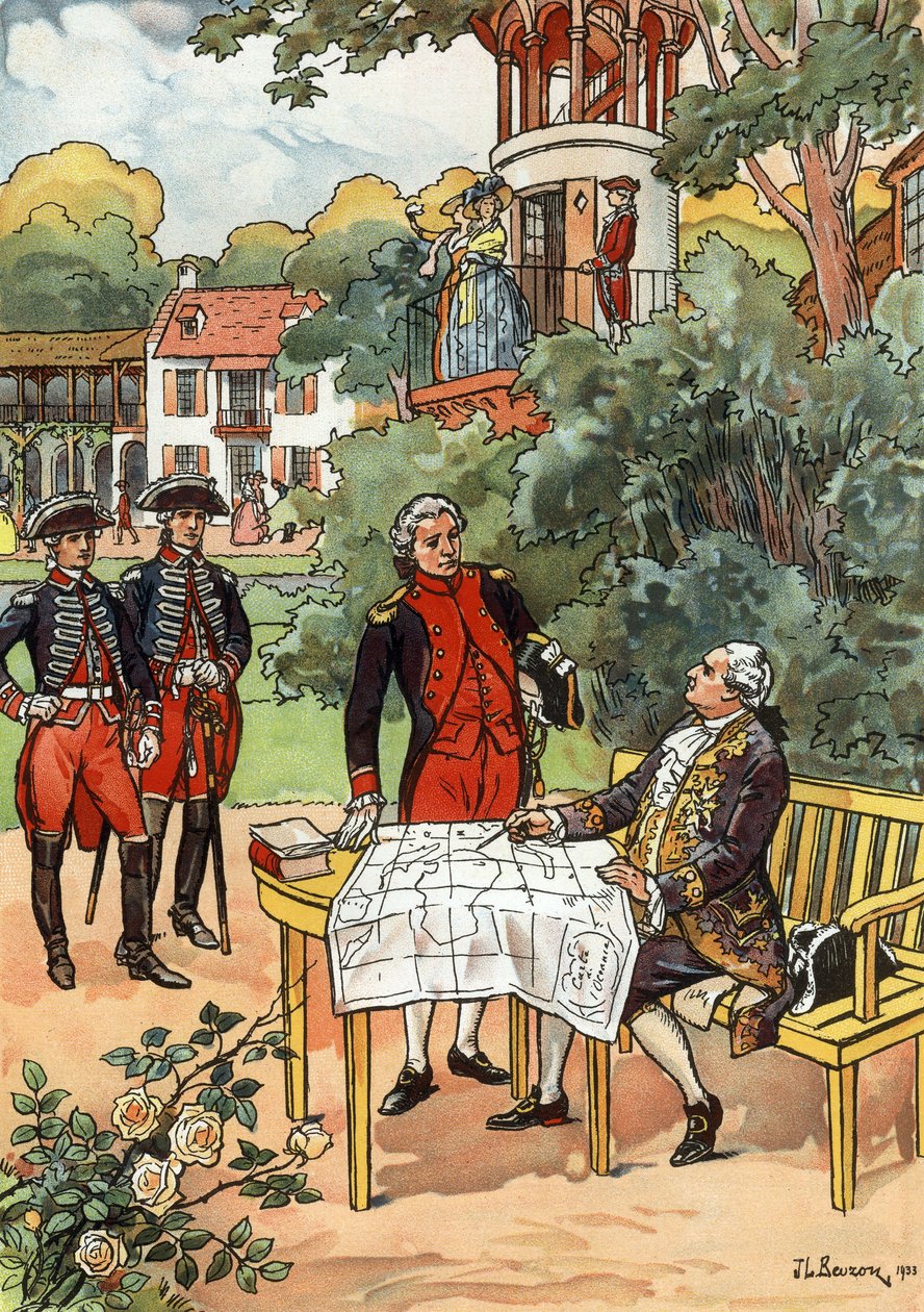 Fransız kralı Louis XVI ve denizci Jean Francois de Galaup, kont de Laperouse (1741-1788), 1785