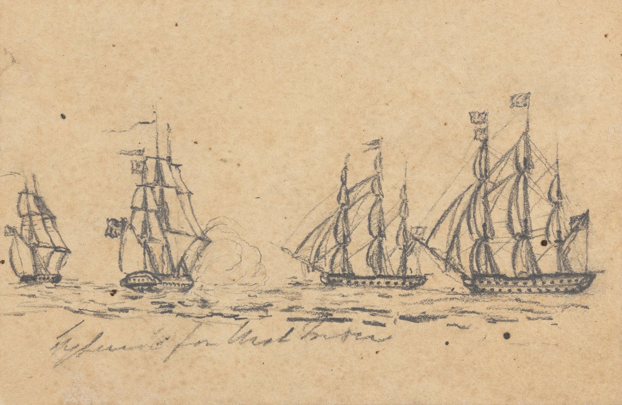 Batı Hint Adaları'na Yönelik (?): Dört Savaş Gemisi by Joseph Cartwright