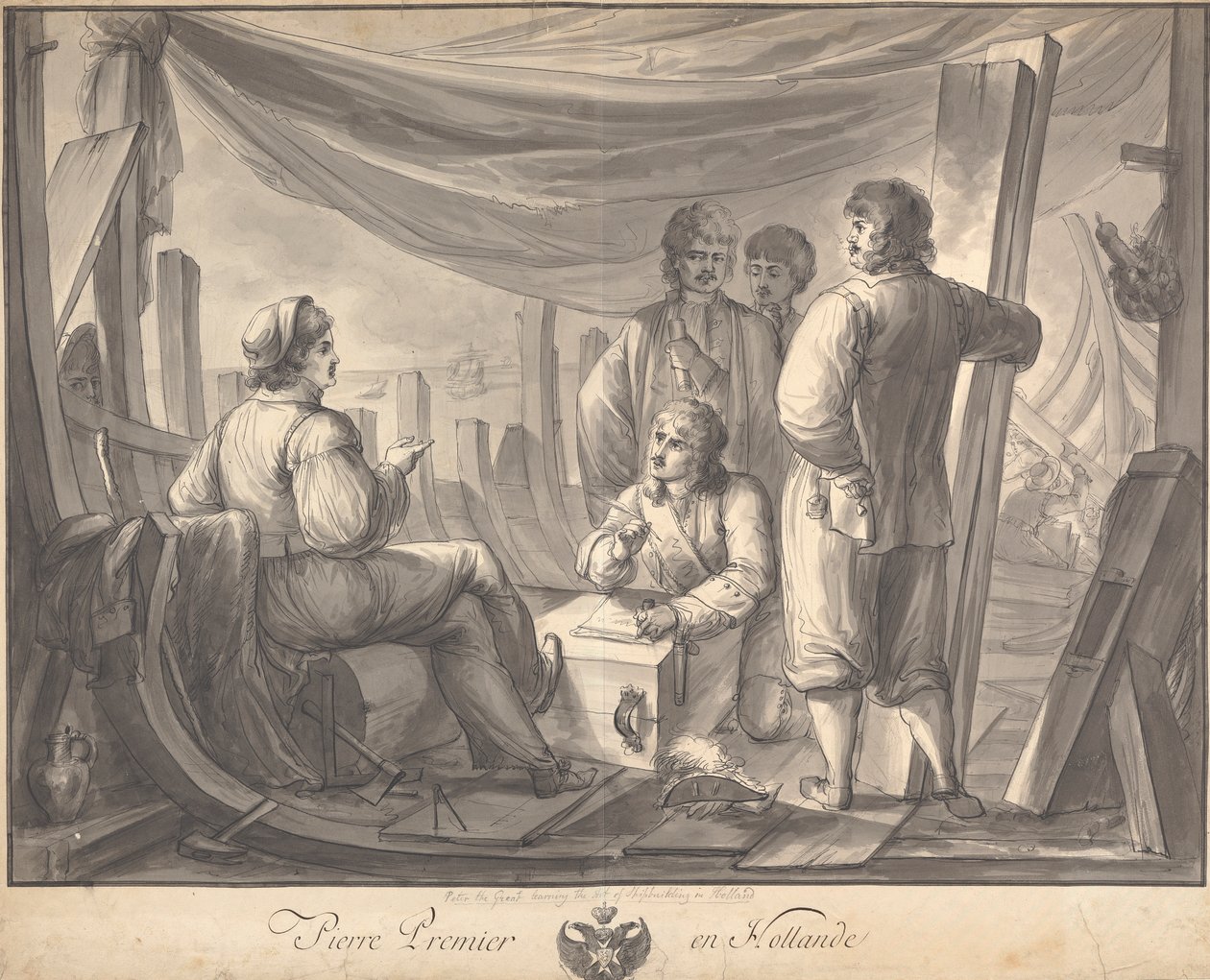 Pierre Premier en Hollande: Büyük Peter ile Geminin İçinden Sahne, Gemi İnşası Üzerine Notlar Almak by Joseph Cartwright