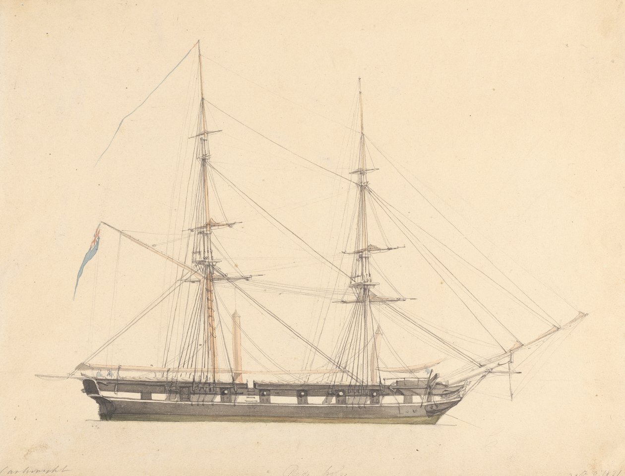 Union Jack ve Üç Figürlü Tek Brig by Joseph Cartwright