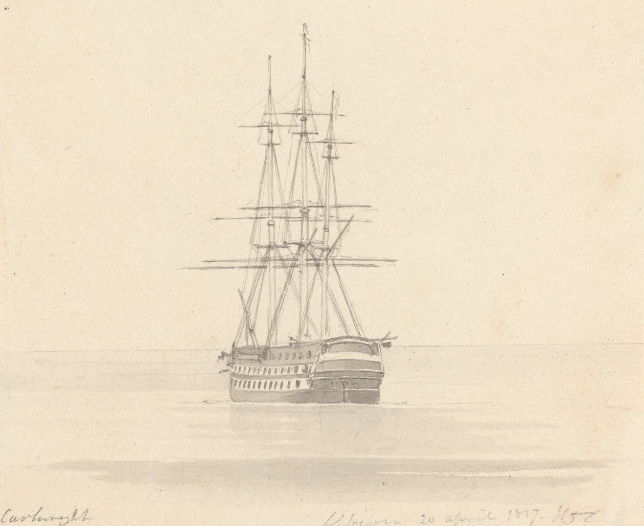 Tek Fırkateyn, Kıç İleri; Albion 20 Nisan 1817 by Joseph Cartwright