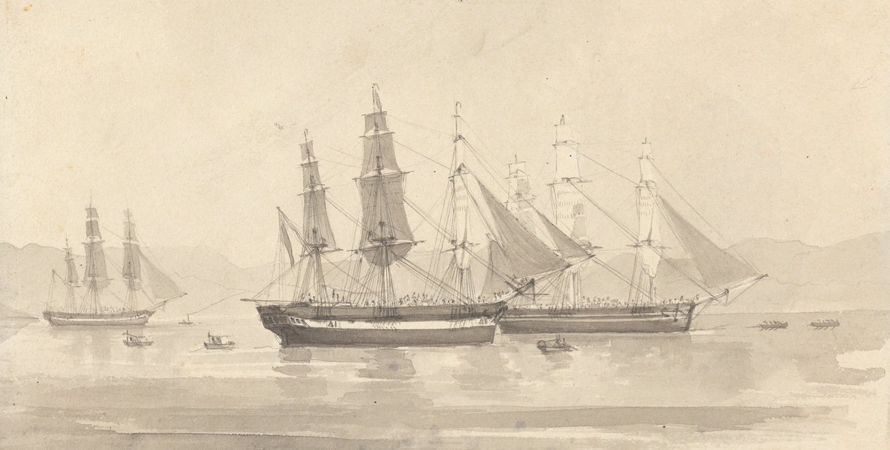 Barque benzeri Donanıma Sahip Üç Gemi by Joseph Cartwright