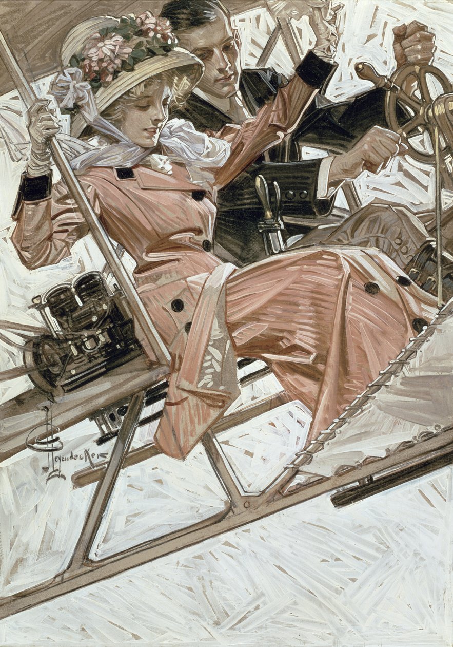 Uçakta Erkek ve Kadın (tuval üzerine yağlı boya) by Joseph Christian Leyendecker