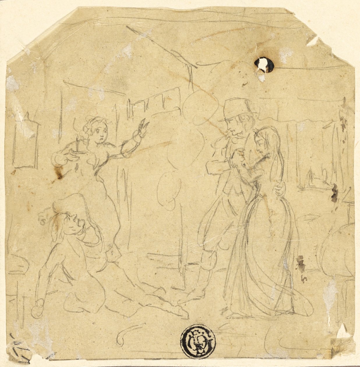 Çift, Yaşlı Adam ile Dramatik Sahne by Joseph Clayton Bentley