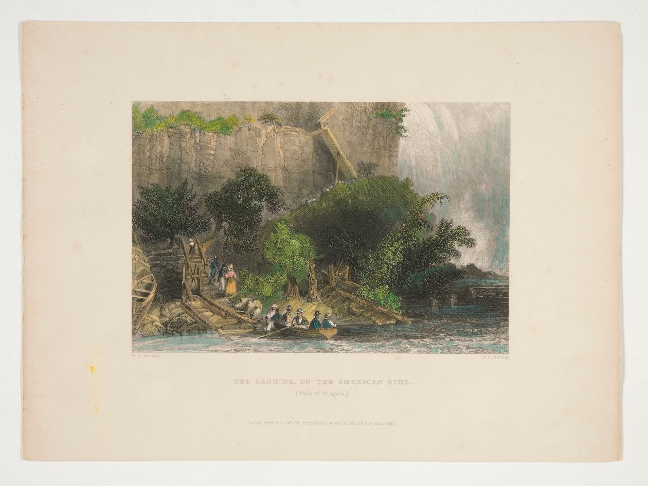 The Landing, on the American Side (Niagara Şelalesi), Nathaniel Parker Willis için resim by Joseph Clayton Bentley