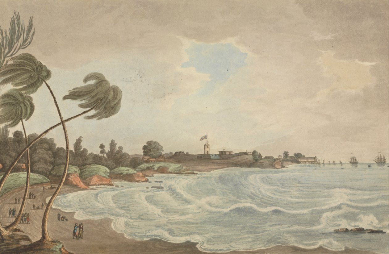 Bencooler Körfezi, Küçük Yol ve İskele, Fort Marlborough, Sumakra, 1799 by Joseph Constantine Stadler