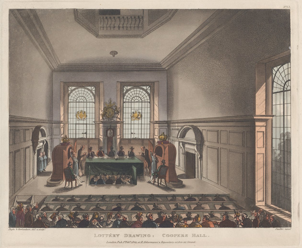 Piyango Çekilişi, Coopers Salonu, 1 Şubat 1809., 1 Şubat 1809. by Joseph Constantine Stadler