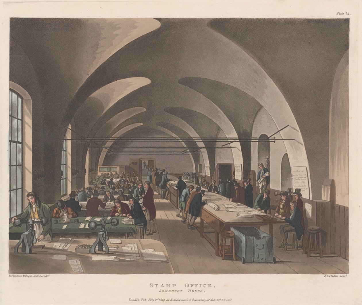 Pul Bürosu, Somerset House, 1 Temmuz 1809., 1 Temmuz 1809. by Joseph Constantine Stadler