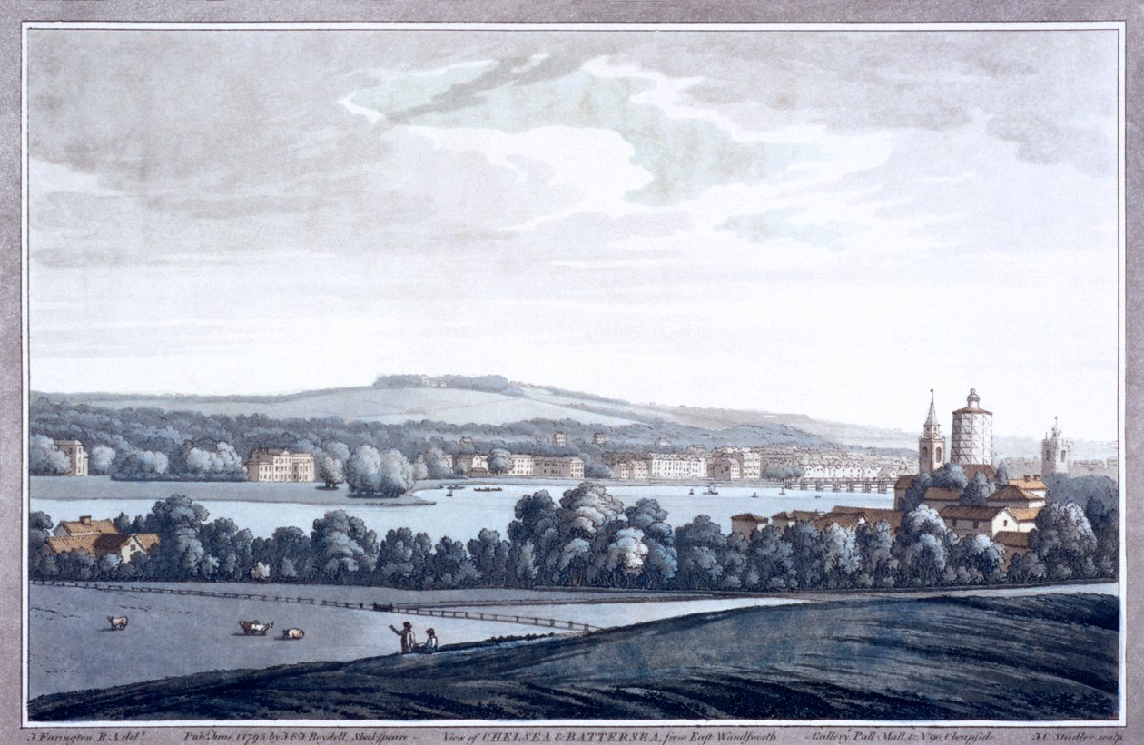 Battersea'deki Thames Nehri, Londra, 1795 by Joseph Constantine Stadler