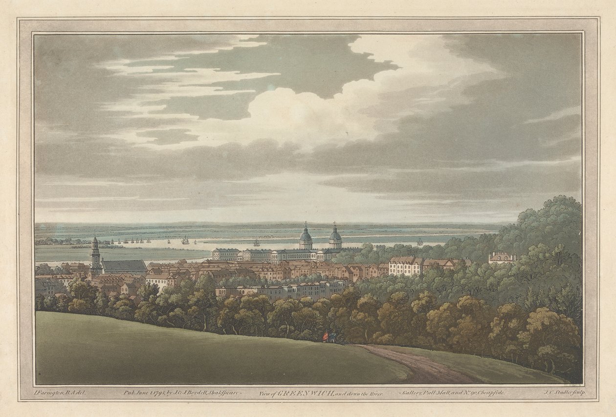 Greenwich ve nehrin aşağısının görünümü by Joseph Constantine Stadler