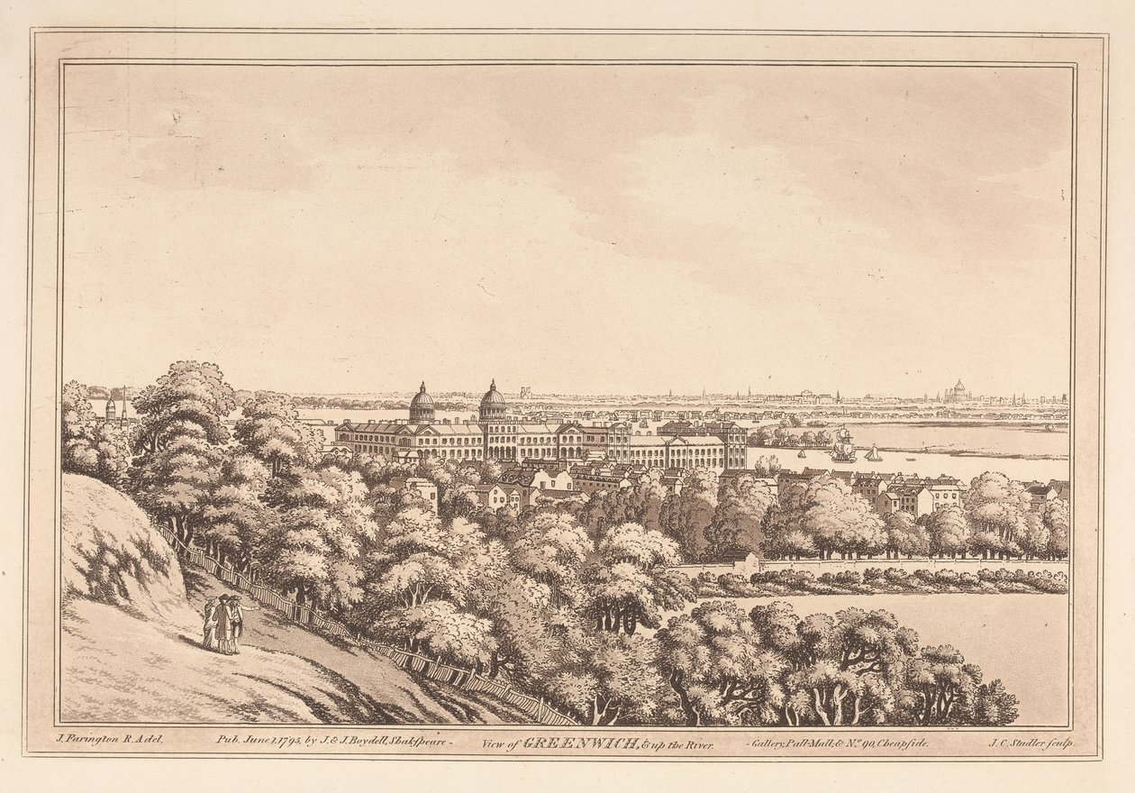 Greenwich ve nehrin yukarısının görünümü by Joseph Constantine Stadler