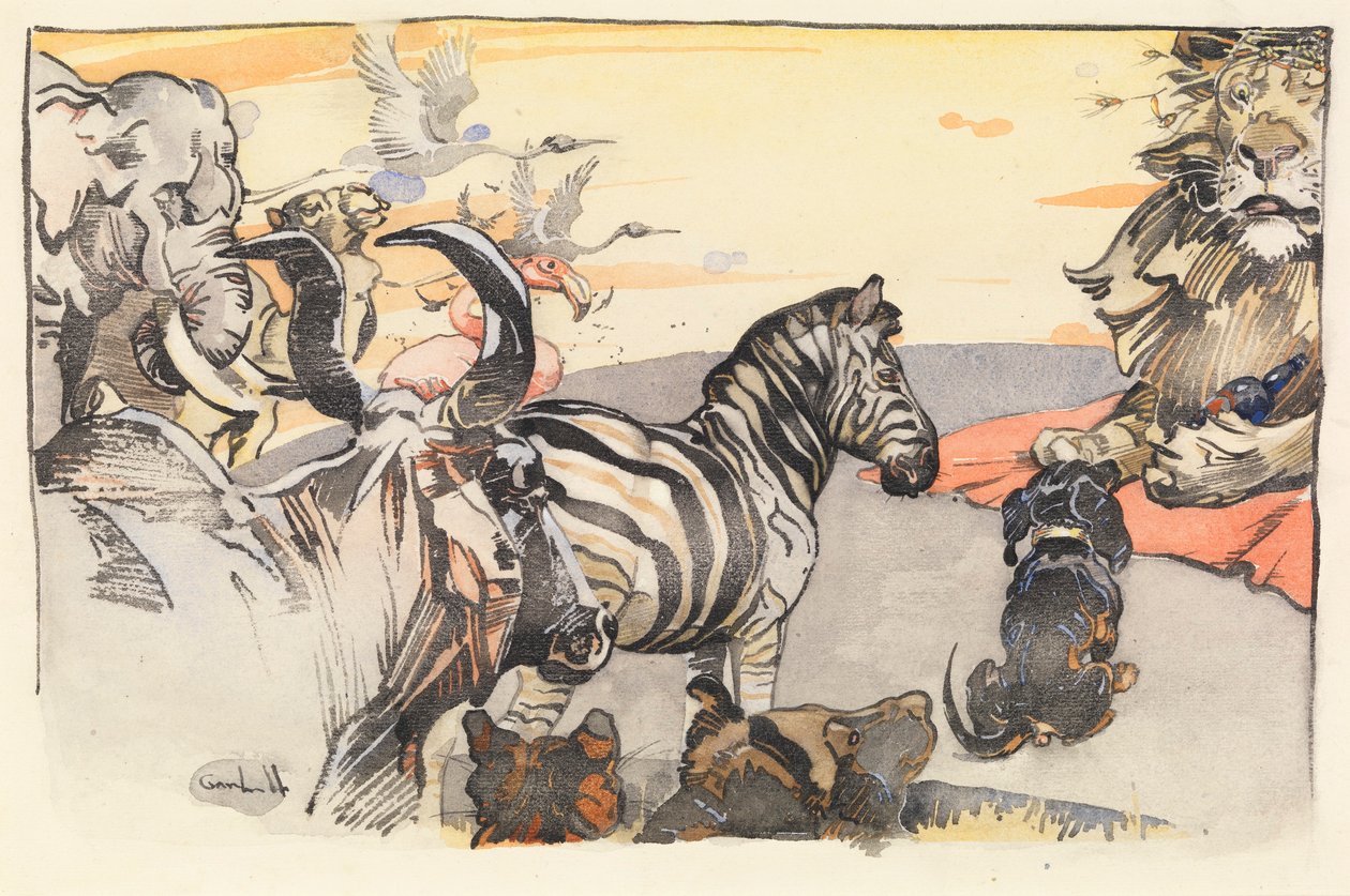 Kral Asil Aslan ve Divanı (kağıt üzerinde yıkayın) by Joseph Crawhall