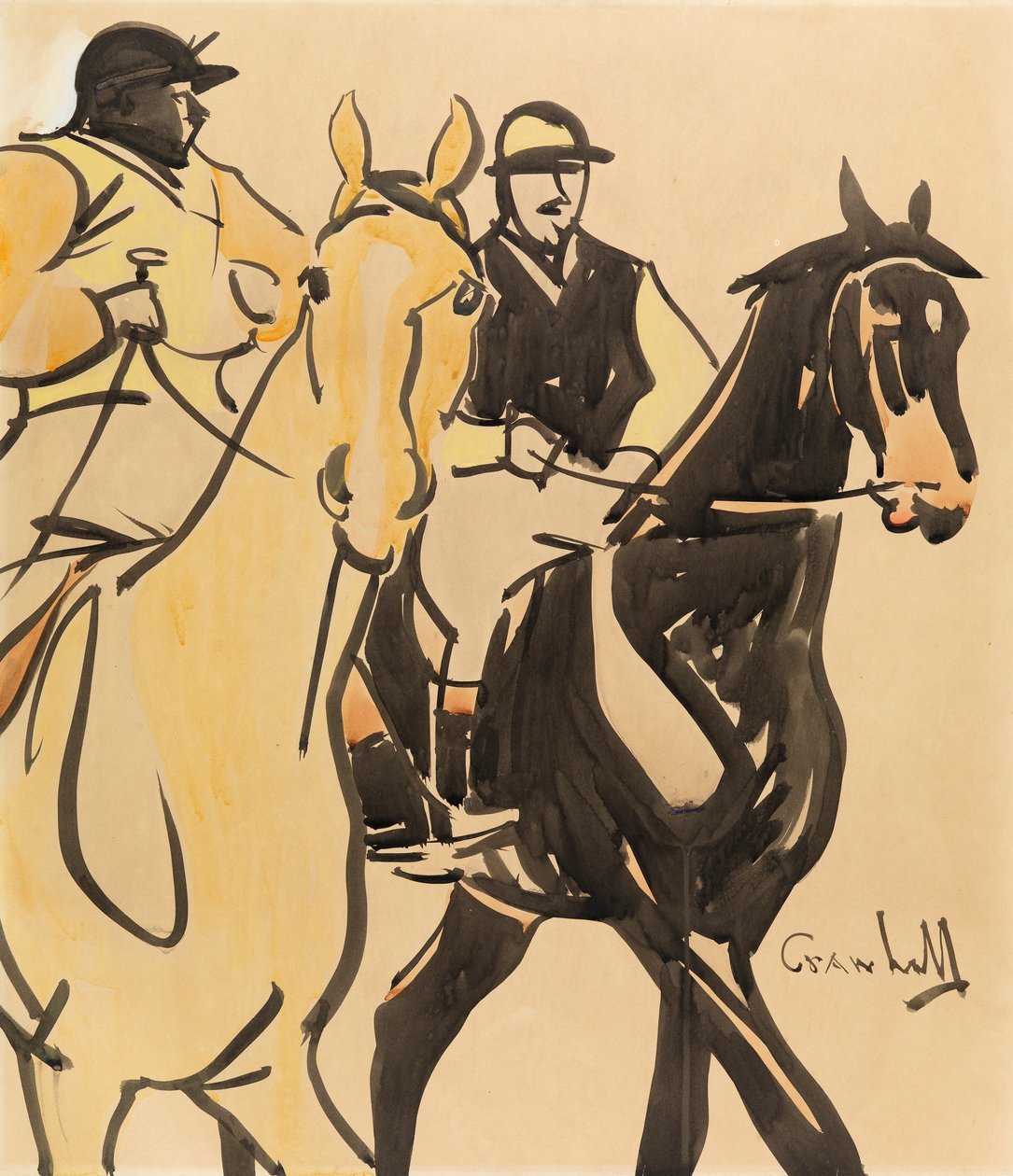 İki Centilmen Binici (gemide guaj) by Joseph Crawhall