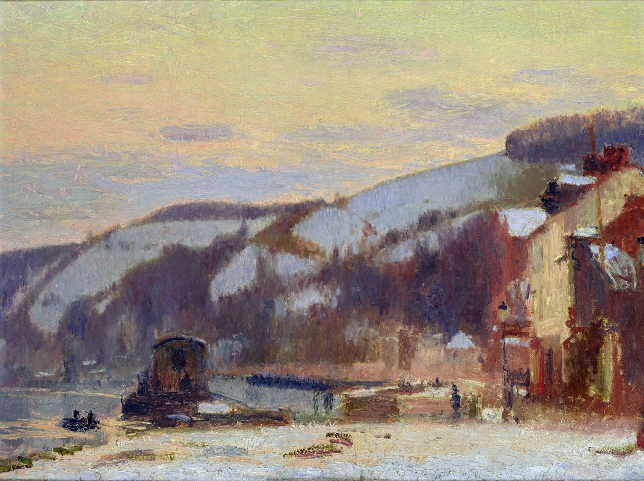 Hillside at Croisset under snow  by Joseph Delattre
