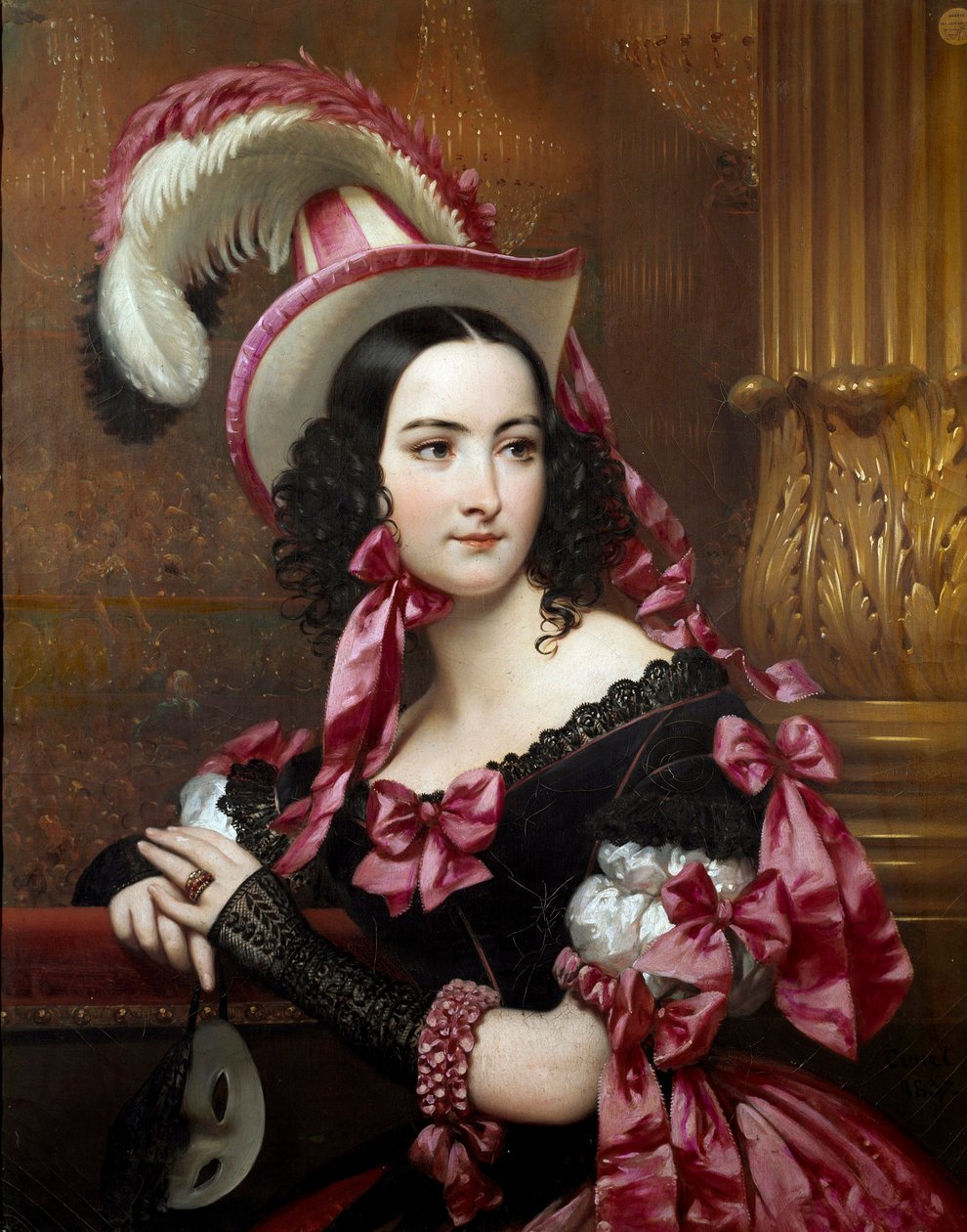 Venedik Balosu Maskesi Tablosu Joseph Court (1797-1865) 1837 Rouen, Musee des Beaux Arts by Joseph Desire Court