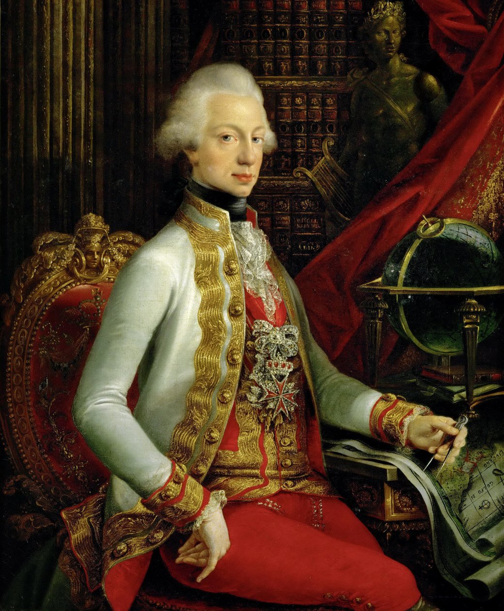 Toskana Granddük Ferdinand III 1769-1824, kütüphanesinde otururken, 1797 by Joseph Dorffmeister