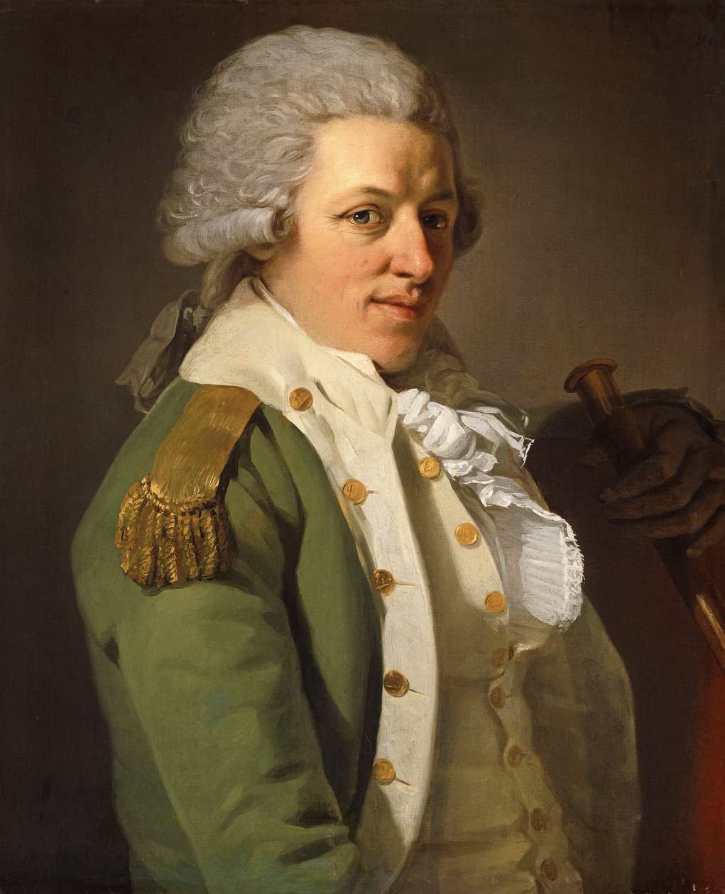 Sanatçının Portresi, Yarım Boy, Yeşil Ceketli ve Baston Tutarak, by Joseph Ducreux