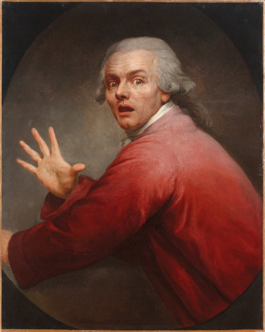 Şaşırmış ve korkmuş bir adam olarak otoportre by Joseph Ducreux