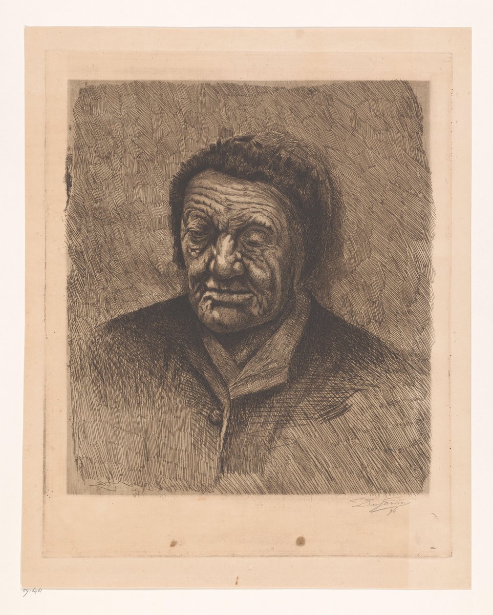 Bilinmeyen yaşlı bir kadının portresi by Joseph Dujardin (signed by artist)
