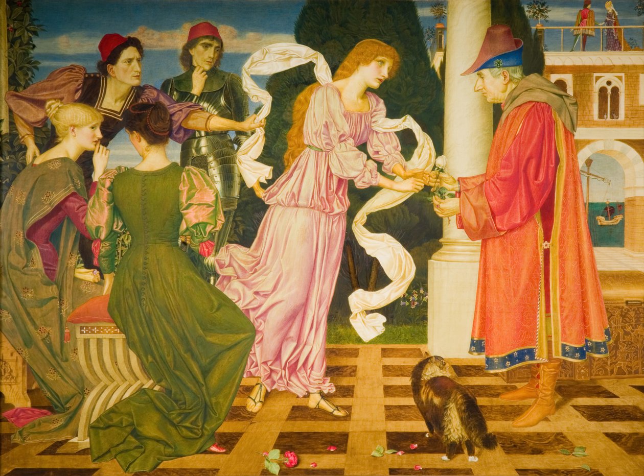 Babasından Beyaz Gül Alan Güzel, 1899. by Joseph Edward Southall