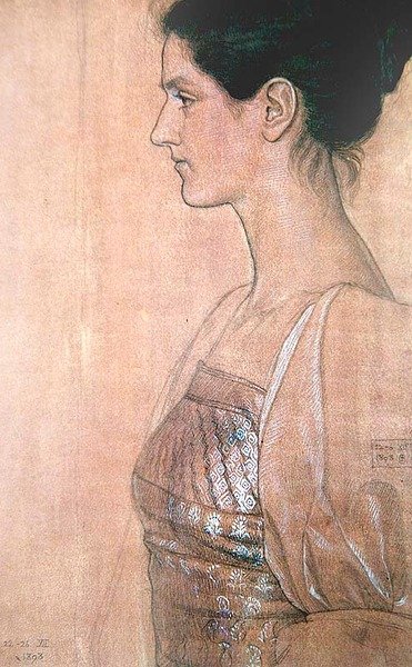 Genç bir bayanın yarım boy profili by Joseph Edward Southall