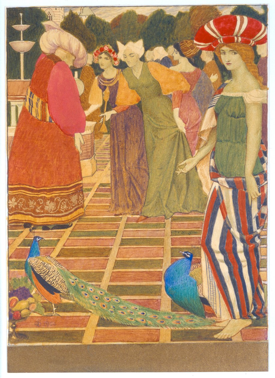 Eski, 1900 için Yeni Lambalar (mürekkep, wc ve altın boya) by Joseph Edward Southall