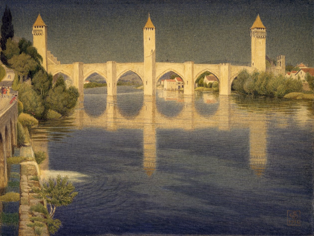 Pont Valentre, Cahors, Güney Yakası by Joseph Edward Southall