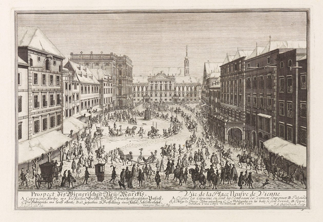 Viyana Neuer Markt Yeni Pazar, 1719. by Joseph Emanuel Fischer von Erlach