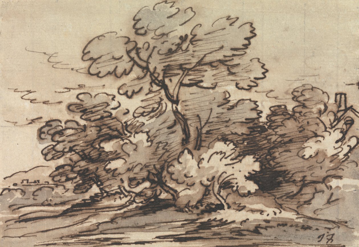 bir grup ağaç by Joseph Farington