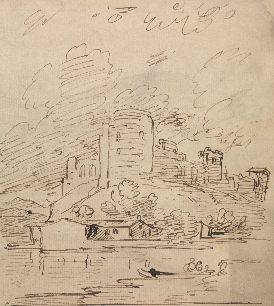 Nehrin Üzerinde Yuvarlak Kuleli Kale by Joseph Farington