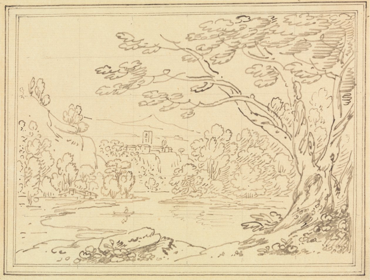 Göl Kenarında Ağaçlarla Manzara by Joseph Farington