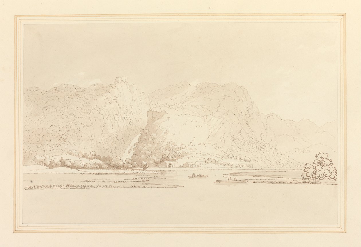 Lodore Cottage kayalar ve sonbahar by Joseph Farington