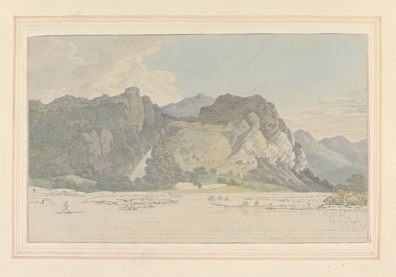 Lodore Rocks -- sonbahar ve yazlık by Joseph Farington