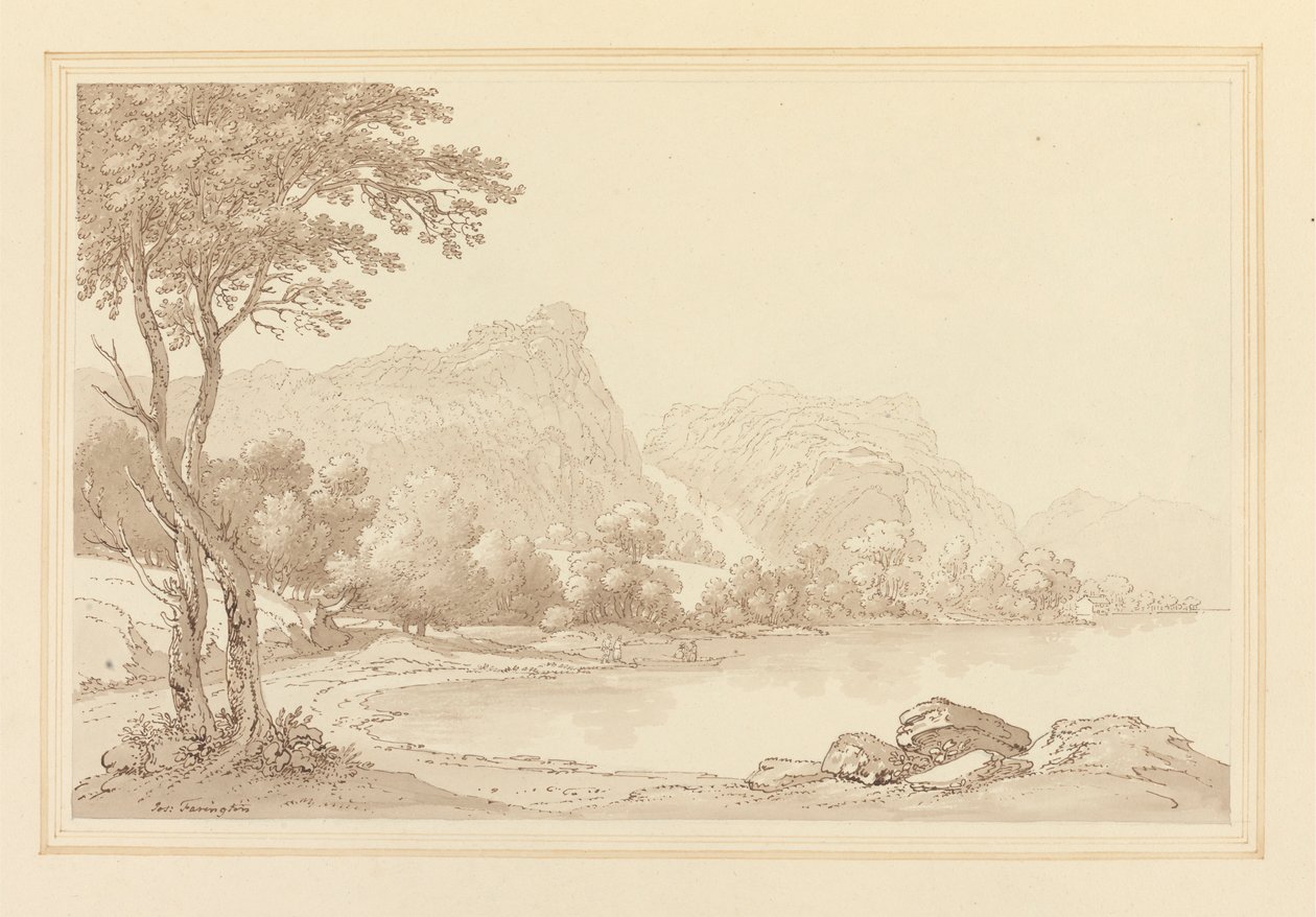 Lodore Rocks Falls yazlık uzakta by Joseph Farington