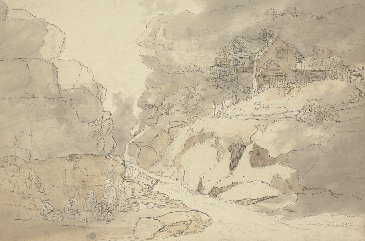 Nehir Kenarında Rustikler ve Kulübeler by Joseph Farington