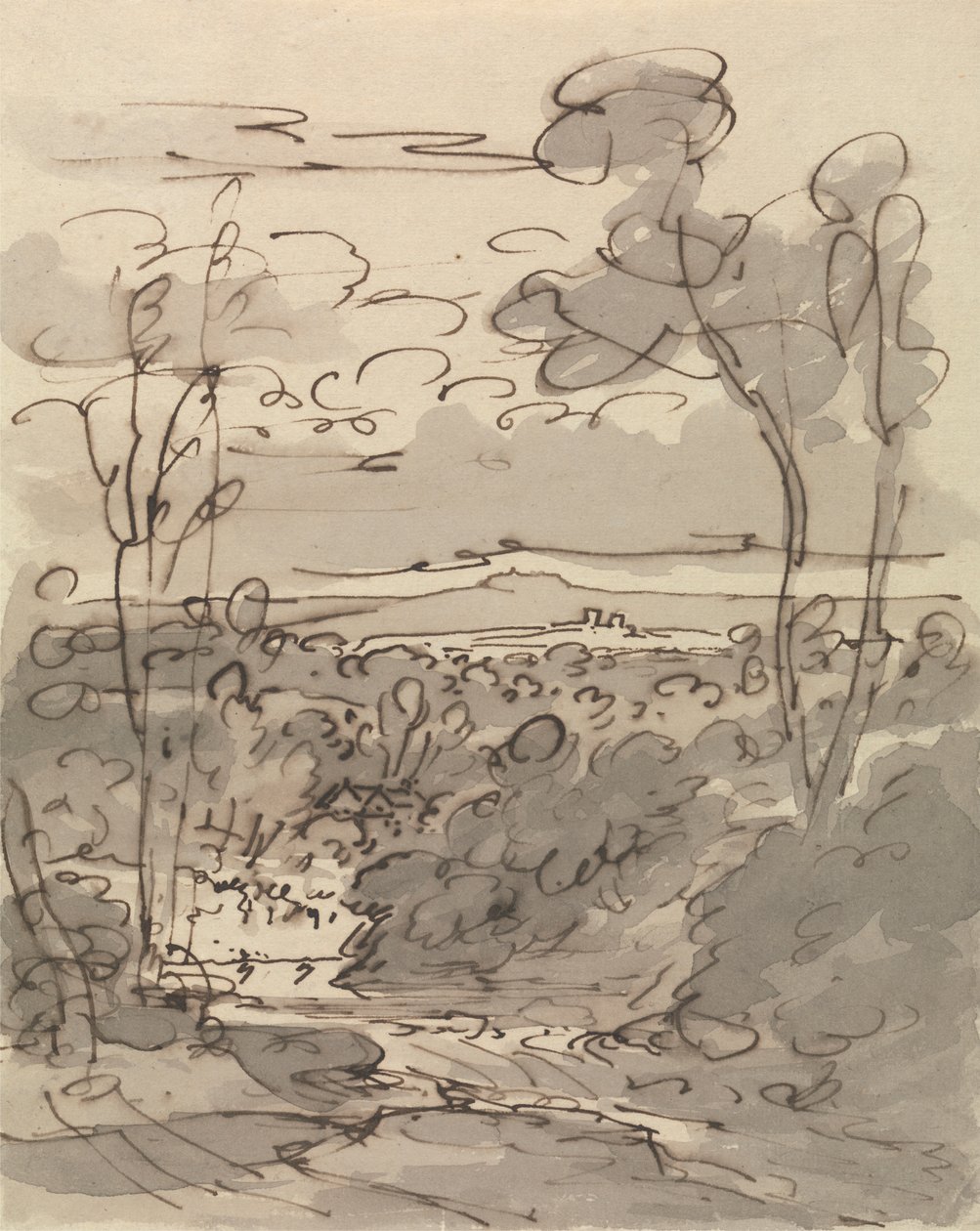 Ağaçlar ve Dağlık Manzara by Joseph Farington