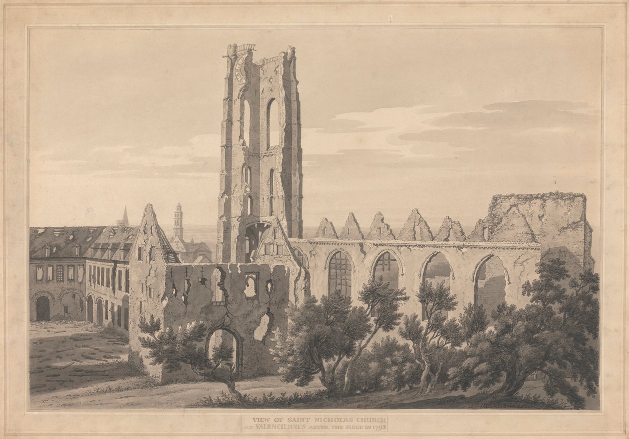 Kuşatma Sonrası Valenciennes'deki St. Nicholas Kilisesi'nin Görünümü by Joseph Farington