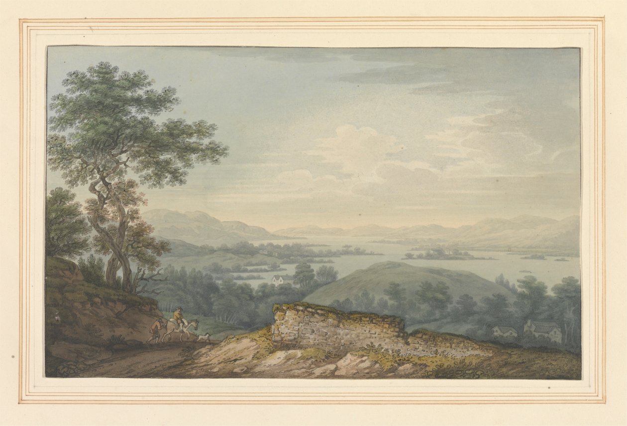 Windermere ve Büyük Ada üzerinden görünüm by Joseph Farington