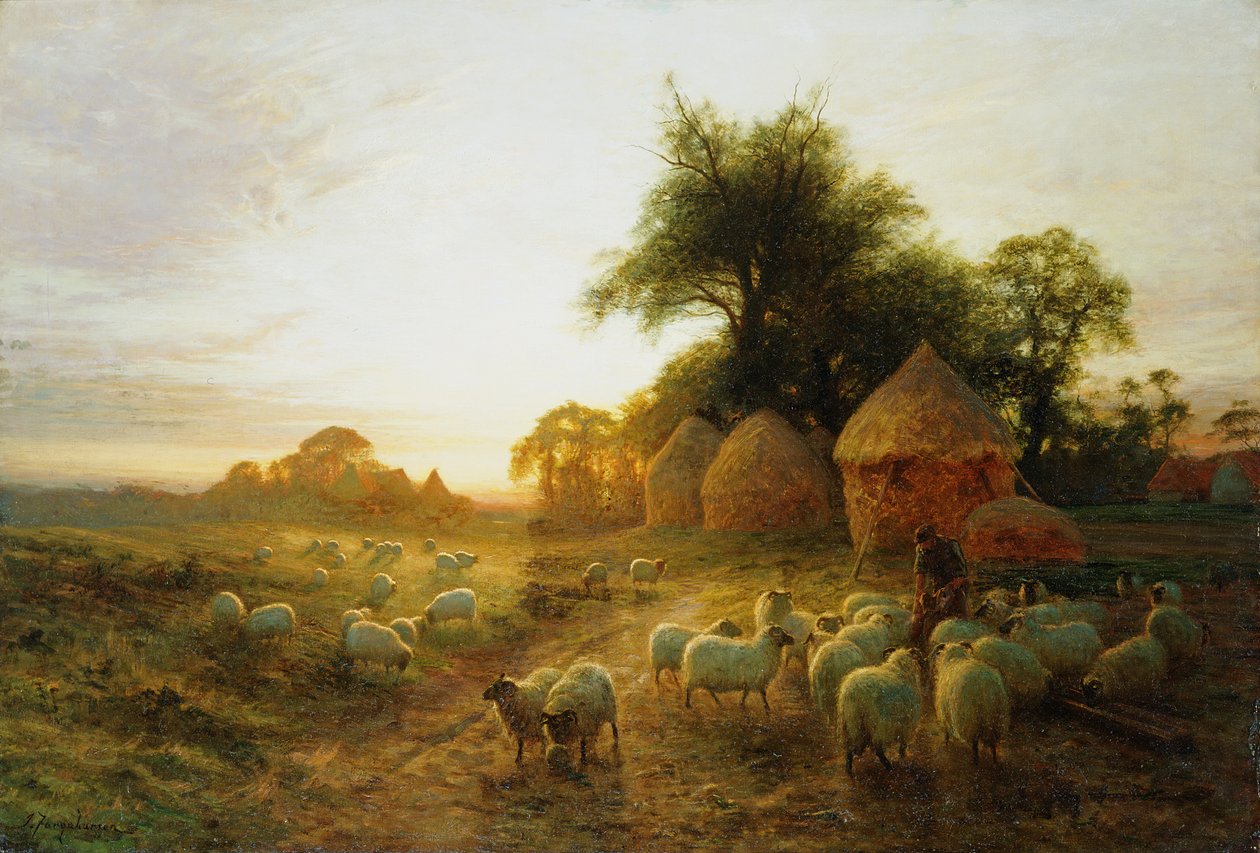 Batıda Ölen Yon Sarı Gün Batımı (tuval üzerine yağlı boya) by Joseph Farquharson