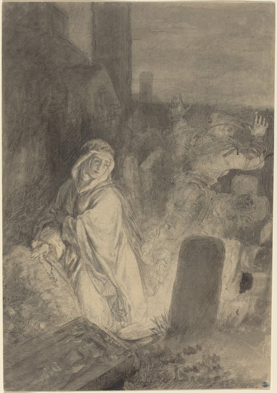 Mezarlıkta Dua Eden Rahibeden Kaçan Adam by Joseph Fay