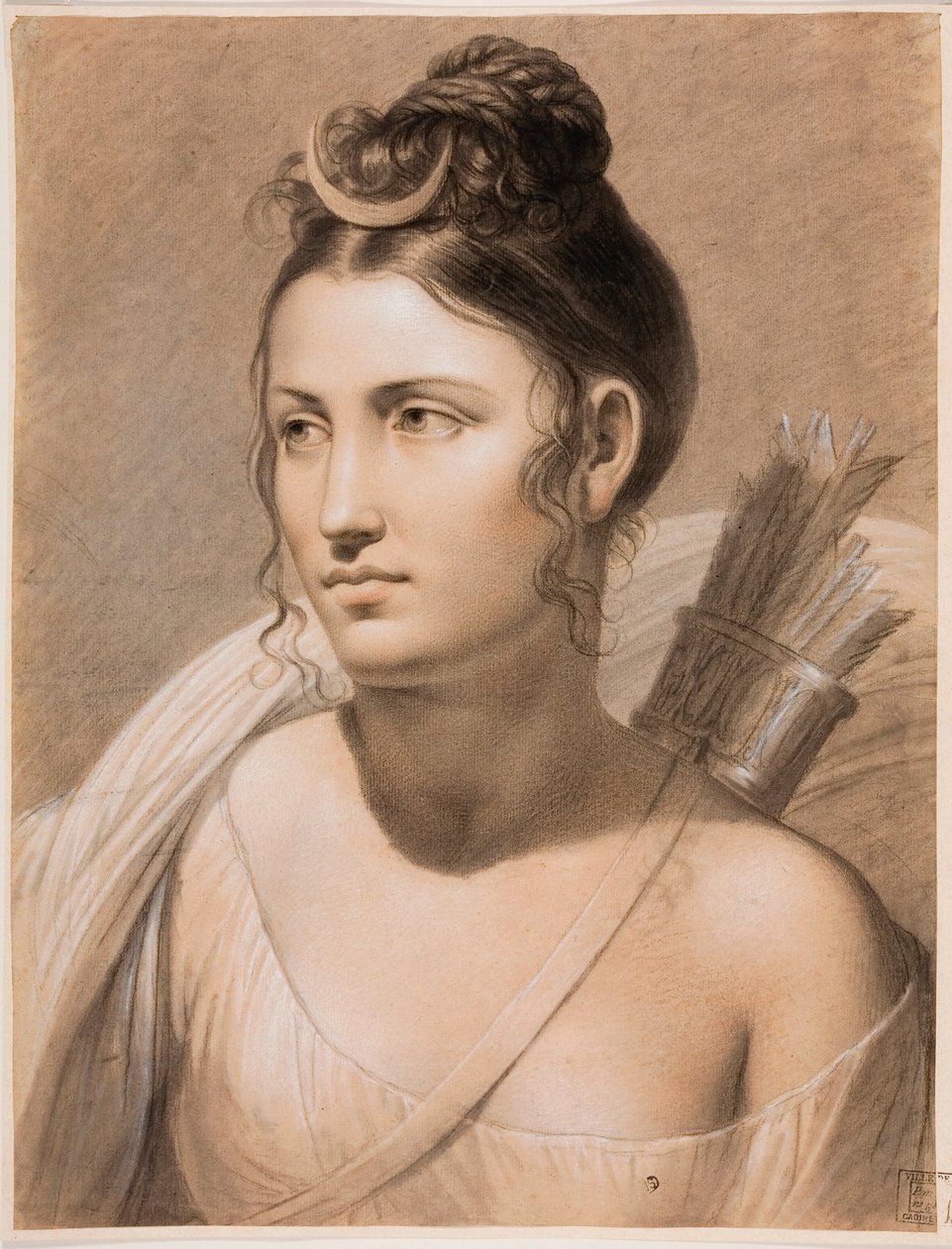 "Diane" (Diana) Pastel de Joseph-Francois Ducq (1762-1829) 18. dönem Groeningemuseum, Bruges by Joseph François Ducq