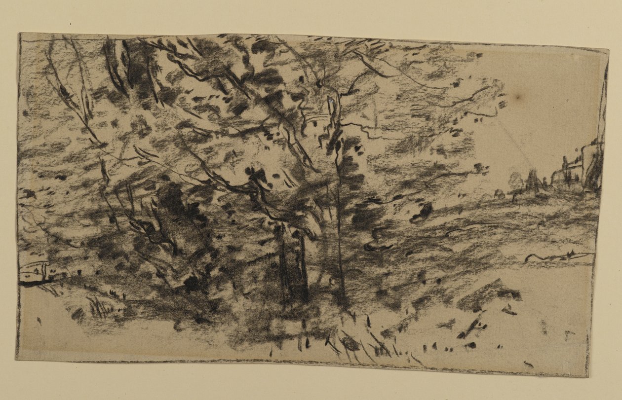 Ağaçların İncelenmesi, 1870 (kağıt üzerinde grafit) by Joseph Frank Currier