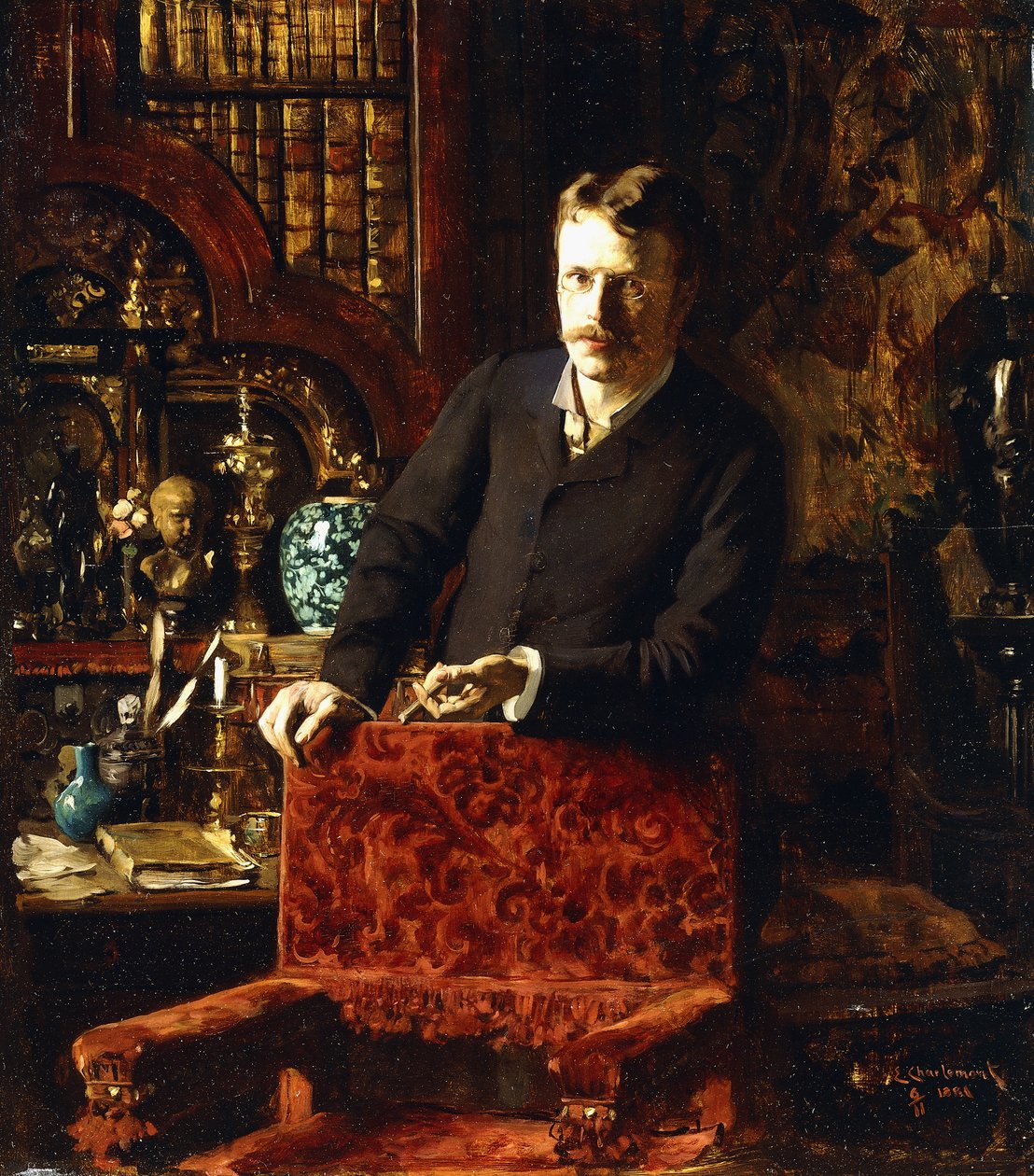 İç Mekanda Bir Bey, 1881 by Joseph Gabriel Aubrun