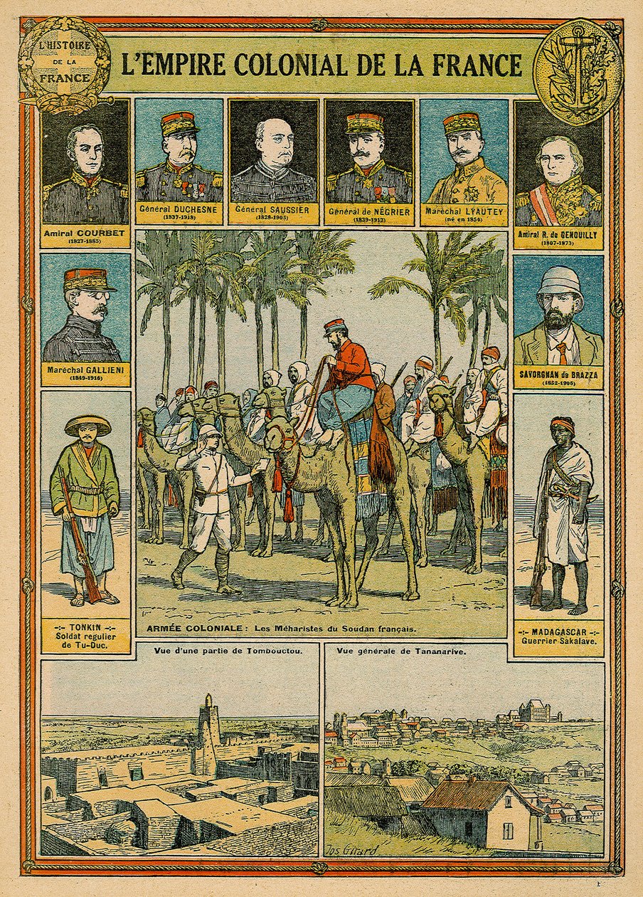 Fransız sömürge imparatorluğu, 19. yüzyılın sonları - 20. yüzyılın başları (renkli litho) by Joseph Girard