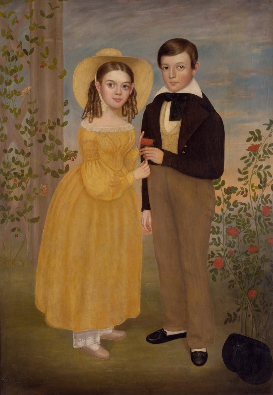 Bahçede Bir Erkek ve Bir Kız (tuval üzerine yağlı boya) by Joseph Goodhue Chandler