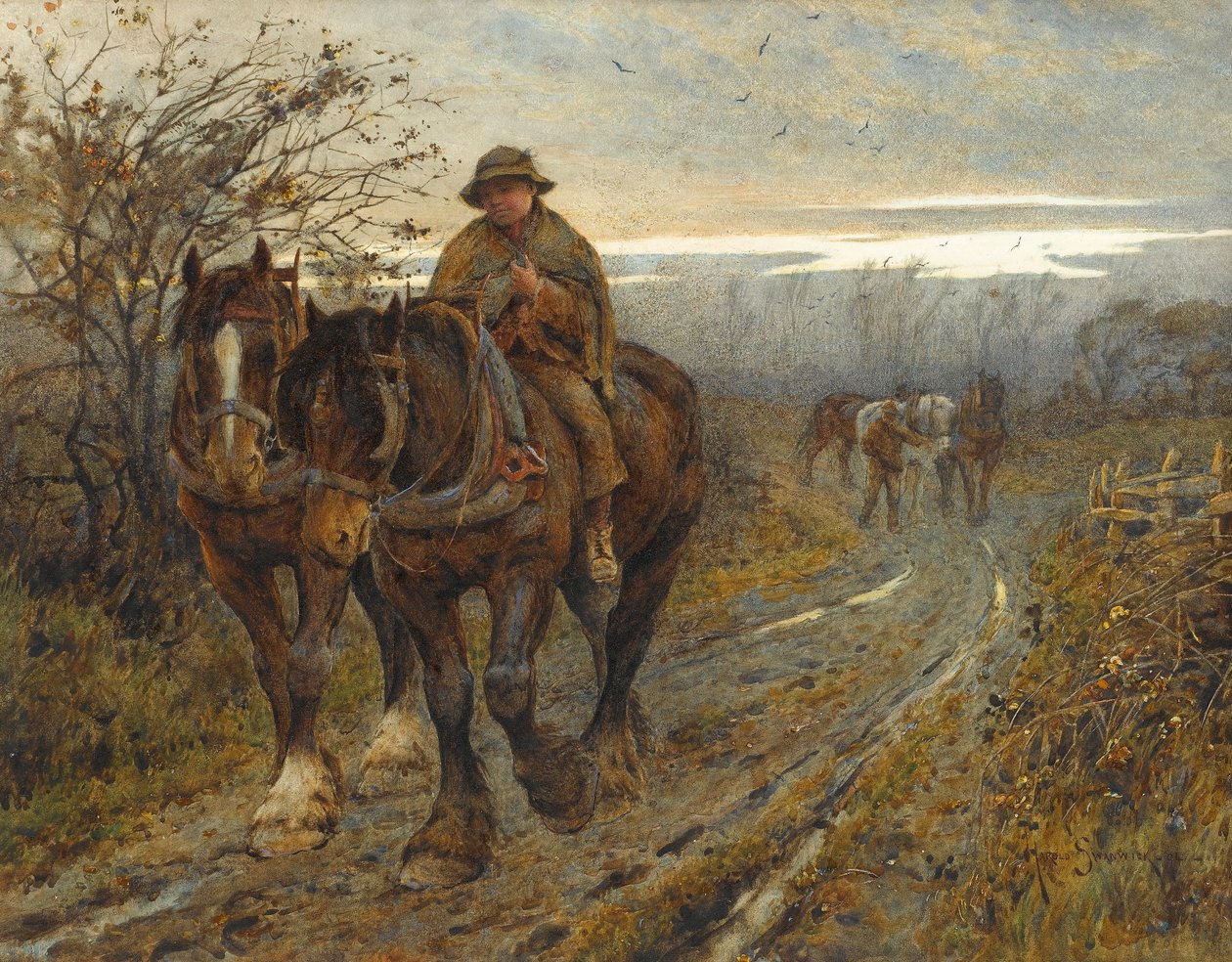 Yorgun Canavarlar Pulluktan Dönerken, 1894 (kağıt üzerinde wc) by Joseph Harold Swanwick