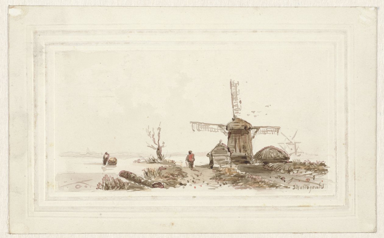 Değirmen ile manzara by Joseph Hartogensis