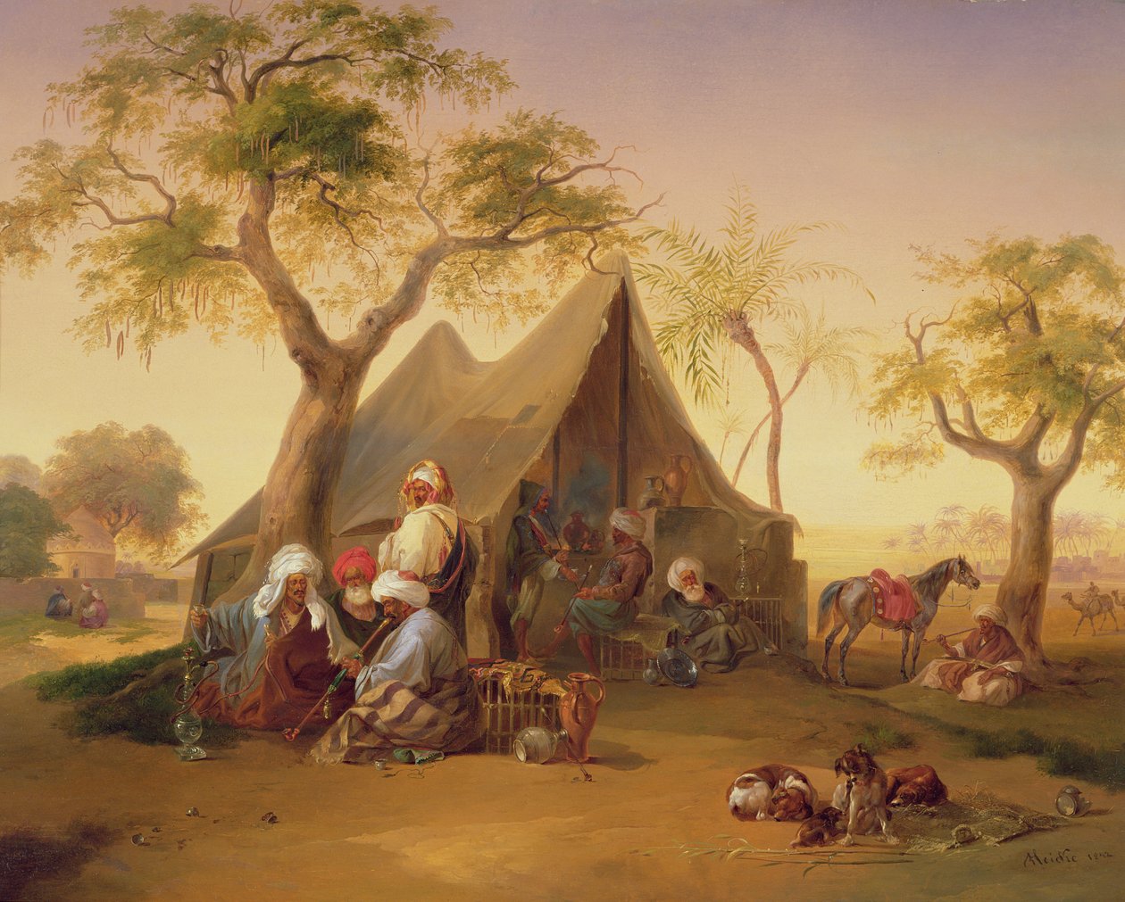 Çadır Önünde Kahve İçen Şeyhler, 1842 by Joseph Heicke