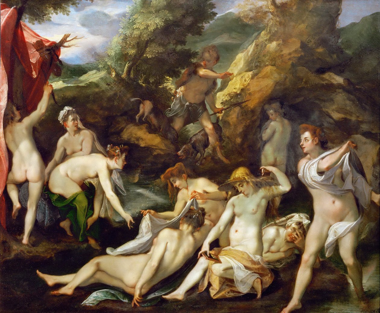 Barok : Diane et Acteon - Diana ve Actaeon par Heintz, Joseph, the Elder (1564-1609), yaklaşık 1595. Bakır üzerine yağ, 40x49. Sanat Tarihi Müzesi, Viyana by Joseph Heintz